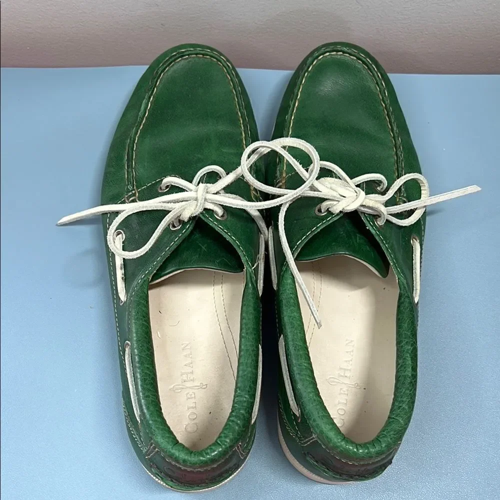 Cole Haan Hayden Tumbled Green Boat Shoes 11.5